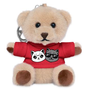 Süße Kätzchen Cooles Katerpaar Schwarz-Weiß Katzen - Teddy Schlüsselanhänger - Rot - Vorne