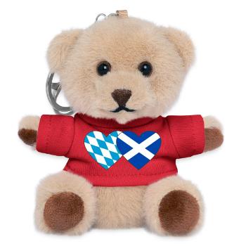 Bavaria Scotland Flag Heart - Teddy Keyring - red - Front