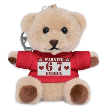 Warning 6 7 Energy Fun 67 Number 6-7 6 7 Six S - Teddy Keyring - red - Front
