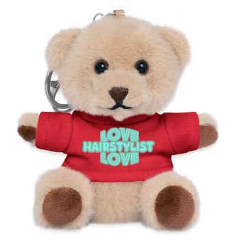 Gift for Hairstylist - Teddy Keyring - red - Front
