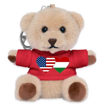 Drapeau USA Hongrie Forme de cœur - Porte-clés ourson - rouge - Devant