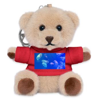 Blaues Quallenmuster - Teddy Schlüsselanhänger - Rot - Vorne