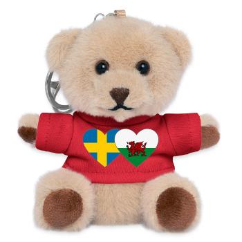 Cœur du drapeau Suède du Pays de Galles - Porte-clés ourson - rouge - Devant