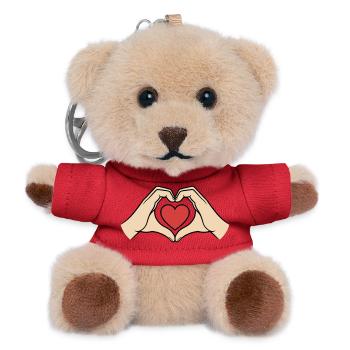 Mains Cœur Geste Amour Amitié - Porte-clés ourson - rouge - Devant