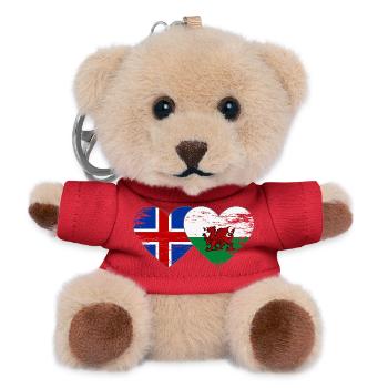 Iceland Wales flag heart used - Teddy Keyring - red - Front