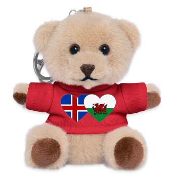 Iceland Wales Flag Heart - Teddy Keyring - red - Front