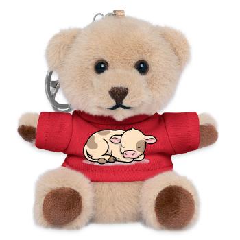 Schlafendes Kälbchen Kuh Baby Süß - Teddy Schlüsselanhänger - Rot - Vorne