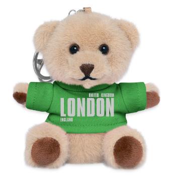 Graphismes de polices LONDON en niveaux de gris - Porte-clés ourson - vert - Devant