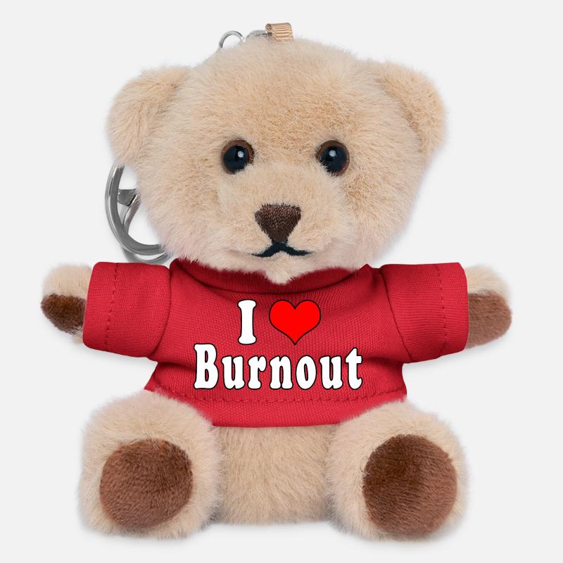 I Love Burnout - Teddy Keyring - red