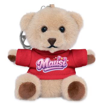 Mäusi Pink Logo with Bow - Teddy Keyring - red - Front