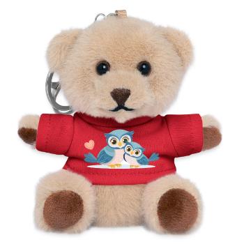 Owl mom with child - Teddy Keyring - red - Front