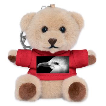 Schwarzweißes Möwenprofil - Teddy Schlüsselanhänger - Rot - Vorne