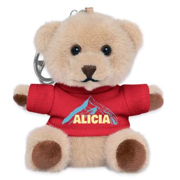Geschenk für Alicia - Teddy Schlüsselanhänger - Rot - Vorne