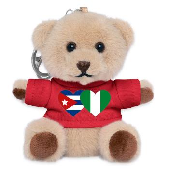 Cuba Nigeria Flag Heart Flag - Teddy Keyring - red - Front