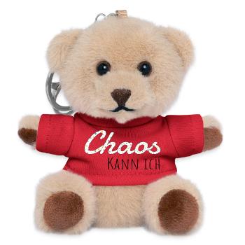 Chaos kann ich Shirt – Lustiger Spruch Design - Teddy Schlüsselanhänger - Rot - Vorne