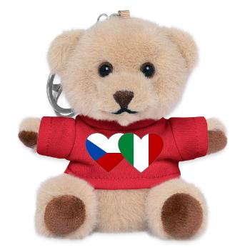 Tschechien Italien Flagge Herz - Teddy Schlüsselanhänger - Rot - Vorne
