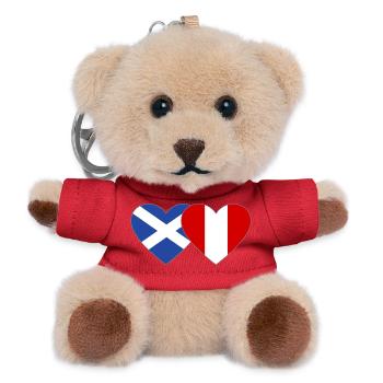 Schottland Peru Flagge Herz  - Teddy Schlüsselanhänger - Rot - Vorne
