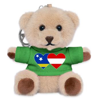 Curacao_Oesterreich_Flagge_Herz - Porte-clés ourson - vert - Devant