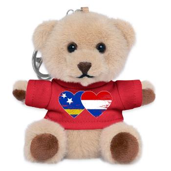 Curacao Holland Flagge Herz used - Teddy Schlüsselanhänger - Rot - Vorne