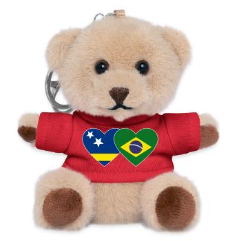 Curaçao Brasilien Flagge Herz - Teddy Schlüsselanhänger - Rot - Vorne