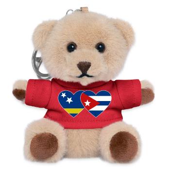 Curacao Cuba Flag Heart - Teddy Keyring - red - Front