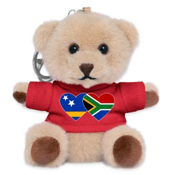 Curacao South Africa Flag Hands Heart Shape - Teddy Keyring - red - Front