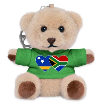 Curacao South Africa Flag Hands Heart Shape - Teddy Keyring - green - Front