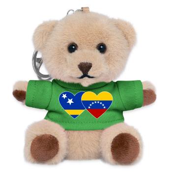 Curacao Venezuela flag heart used - Teddy Keyring - green - Front