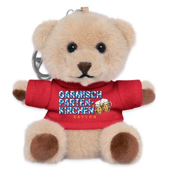 Garmisch Partenkirchen in Bayern Bier Design - Teddy Schlüsselanhänger - Rot - Vorne