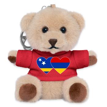 Curacao Armenia Flag Heart - Teddy Keyring - red - Front