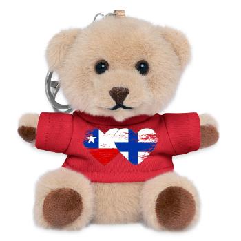 Chile Finland Flag Heart - Teddy Keyring - red - Front