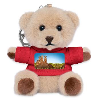 Book sticker meerkat on the rock in the savannah - Teddy Keyring - red - Front
