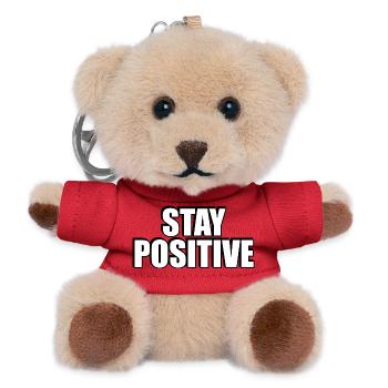 Bleib positiv Fette Typografie - Teddy Schlüsselanhänger - Rot - Vorne