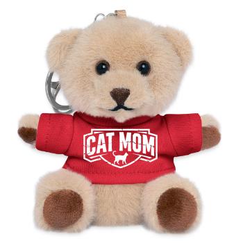 Cat Mom Vintage Wappen - Teddy Schlüsselanhänger - Rot - Vorne