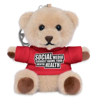 Social Media Seriously Harms Mental Health Spruch - Teddy Schlüsselanhänger - Rot - Vorne