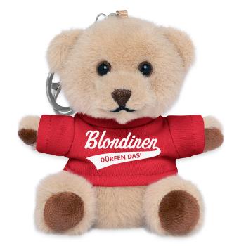 Blondinen Dürfen Das! (Blondine / Blond / V2White) - Teddy Schlüsselanhänger - Rot - Vorne