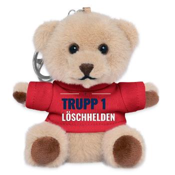 Jugendfeuerwehr Truppshirt – Trupp 1 Löschhelden - Teddy Schlüsselanhänger - Rot - Vorne