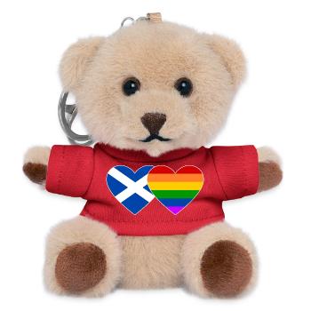 Schottland Regenbogen Flagge Herz - Teddy Schlüsselanhänger - Rot - Vorne