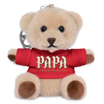Papa kann das. Selbstbewusster Papa-Spruch - Teddy Schlüsselanhänger - Rot - Vorne