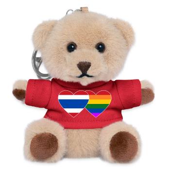 Thailand Regenbogen Flagge Herz - Teddy Schlüsselanhänger - Rot - Vorne