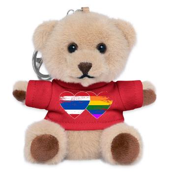 Thailand Regenbogen Flagge Herz used - Teddy Schlüsselanhänger - Rot - Vorne