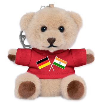 Germany x India Crossed Friendship Flags - Teddy Schlüsselanhänger - Rot - Vorne