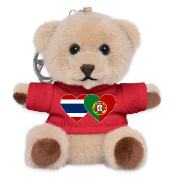 Thailand Portugal Flagge Herzform - Teddy Schlüsselanhänger - Rot - Vorne