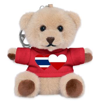 Thailand Polen Flagge Herzform - Teddy Schlüsselanhänger - Rot - Vorne