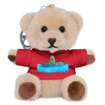 Hecht im Ruderboot - Teddy Schlüsselanhänger - Rot - Vorne