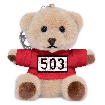 Rheinkilometer 503 - Wiesbaden am Rhein - Teddy Schlüsselanhänger - Rot - Vorne