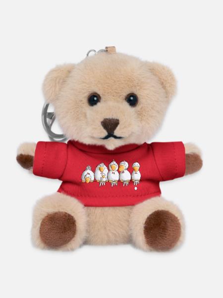 Hühner auf der Hühnerstange I Huhn Comic - Teddy Schlüsselanhänger - Rot