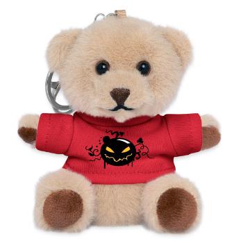 black halloween pumpkin with glowing eyes - Teddy Keyring - red - Front