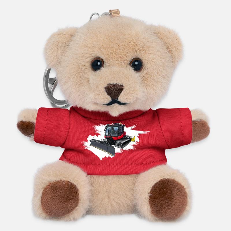 Snowcat in the snow - Teddy Keyring - red