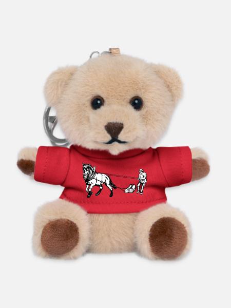 Holzrücker mit Pferd - Teddy Schlüsselanhänger - Rot